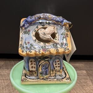 Blue Sky Clay works Tea Light “Peace” House NWT